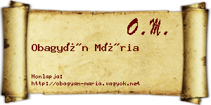 Obagyán Mária névjegykártya